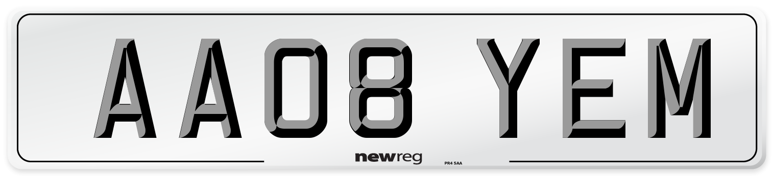 AA08 YEM Number Plate from New Reg